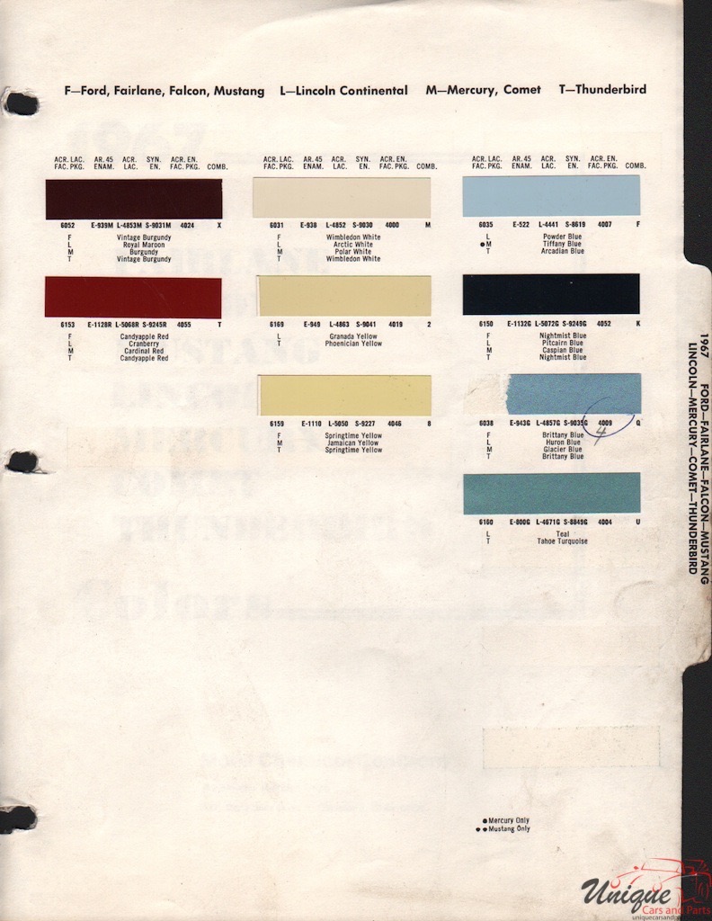 1967 Ford Paint Charts Arco 3